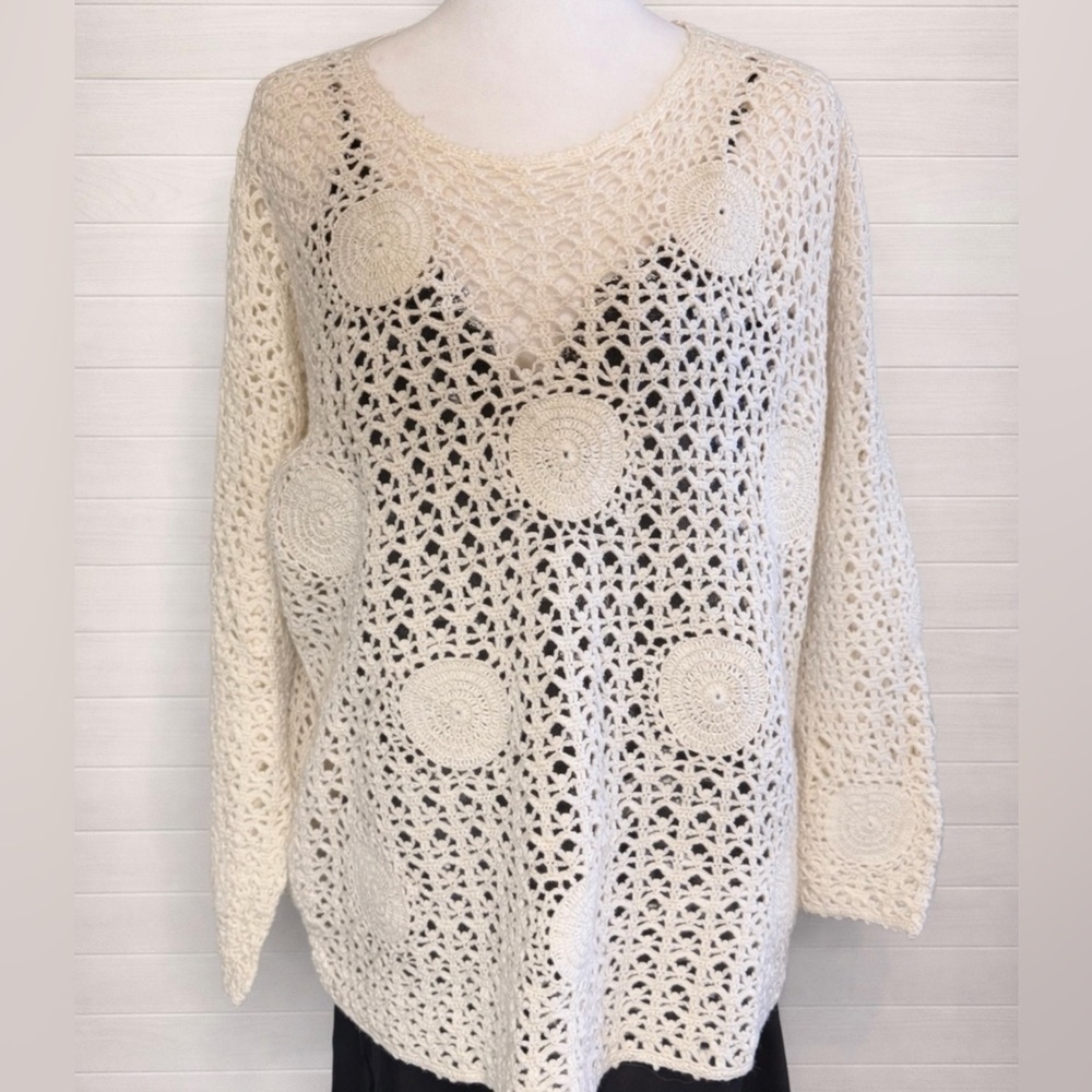 The‎ Import Workshop Vintage (80’s-90’s) Crochet Knit Sweater Boho Cottagecore M
